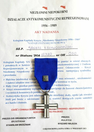 Krzyż Niezłomny Niepokorny 1956-1989 Krzyż Niezłomny Niepokorny 1956-1989